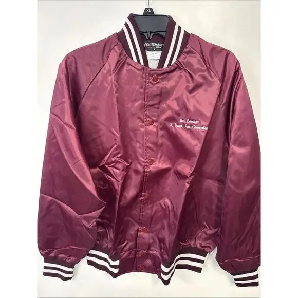 Vintage Sportsmaster Satin Maroon Jacket NEW The Camaro & Trans Am Connection LG